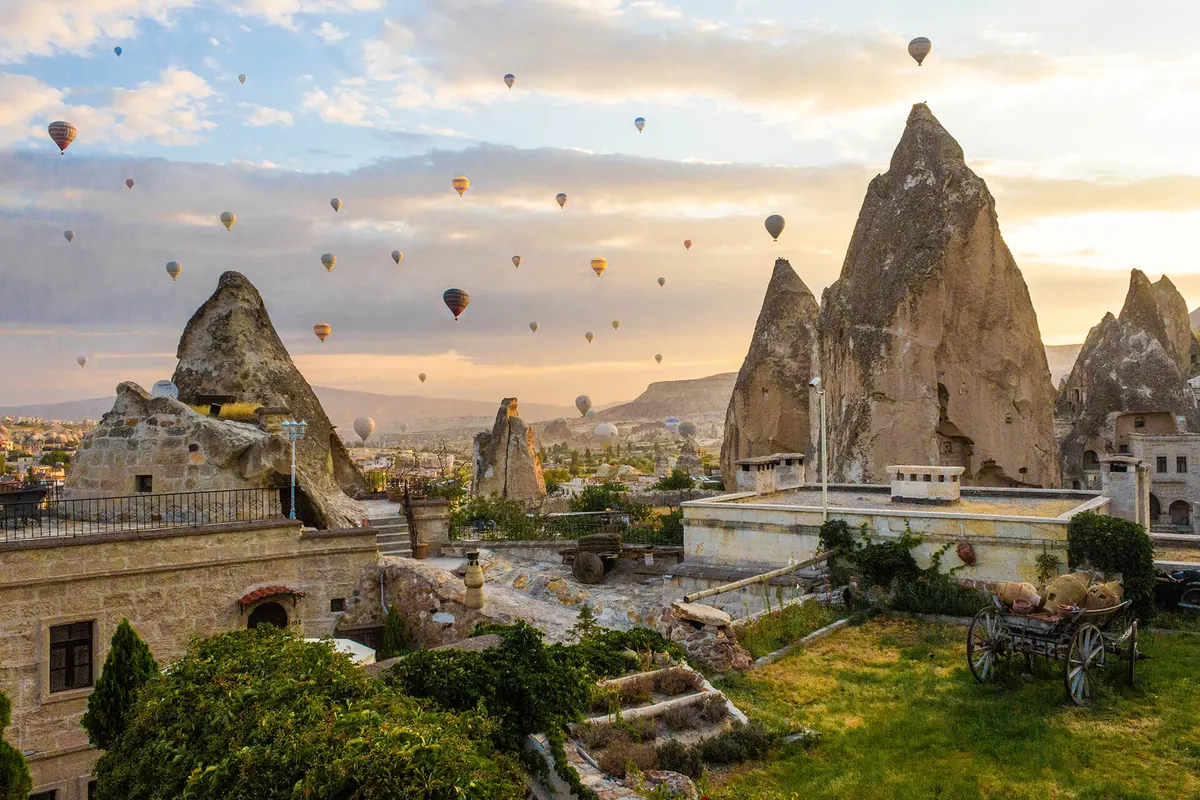 Hot air balloons and fairy chimneys in Cappadocia